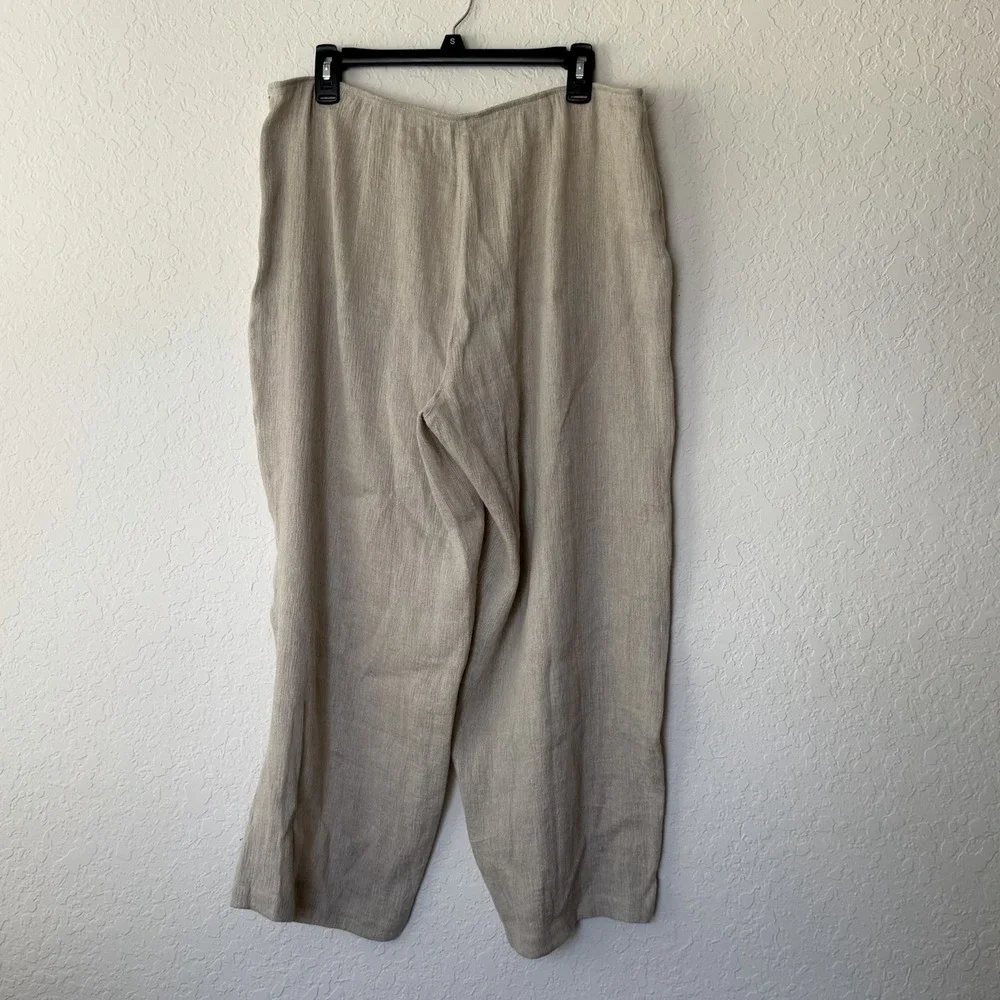 Eileen Fisher Linen Cotton Pants Large Beige Cream Coastal Lagenlook Beach